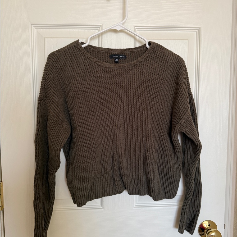 Kendall & Kylie Olive Green Crew Neck Sweater